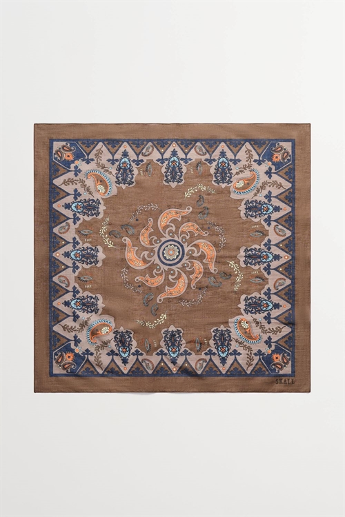 SKALL STUDIO PIPPA SCARF BROWN PAISLEY PRINT